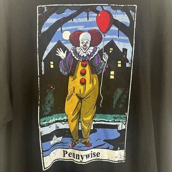 IT Pennywise Mens Short Sleeve Black Crewneck T-Shirt Clown Halloween Horror XL - Picture 3 of 8